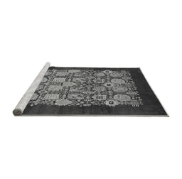 Sideview of Machine Washable Oriental Gray Industrial Rug, wshurb764gry