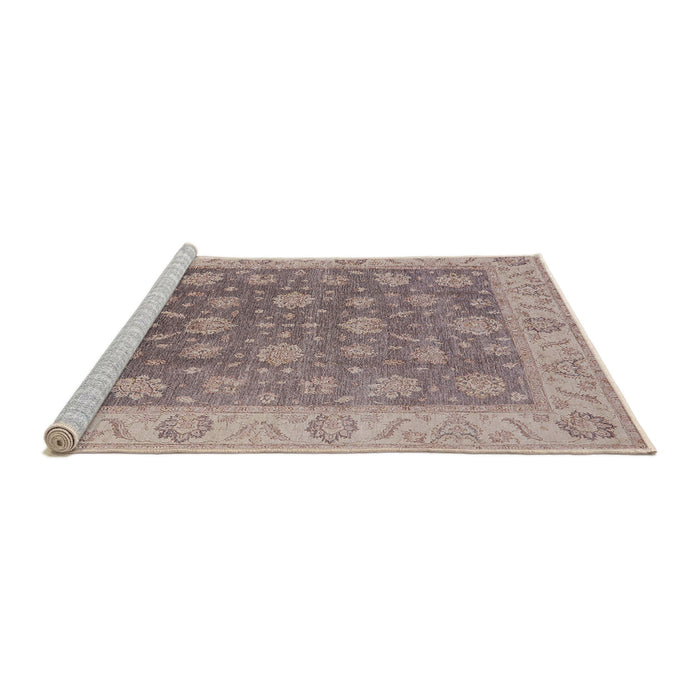 Sideview of Machine Washable Industrial Modern Mauve Taupe Purple Rug, wshurb765