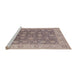 Sideview of Machine Washable Industrial Modern Mauve Taupe Purple Rug, wshurb765