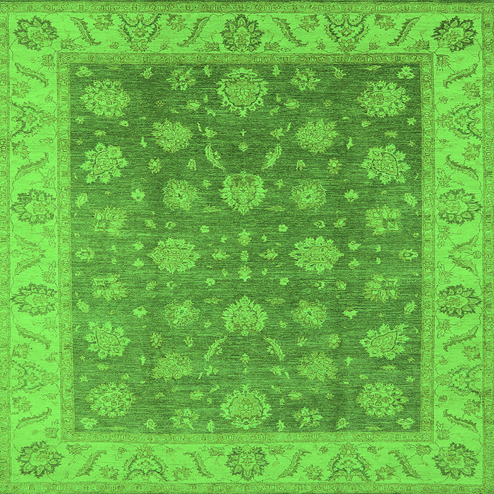 Square Machine Washable Oriental Green Traditional Area Rugs, wshurb765grn