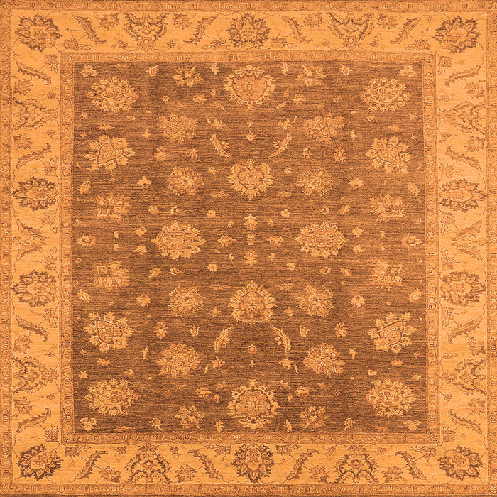 Square Machine Washable Oriental Orange Traditional Area Rugs, wshurb765org
