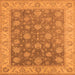 Square Machine Washable Oriental Orange Traditional Area Rugs, wshurb765org