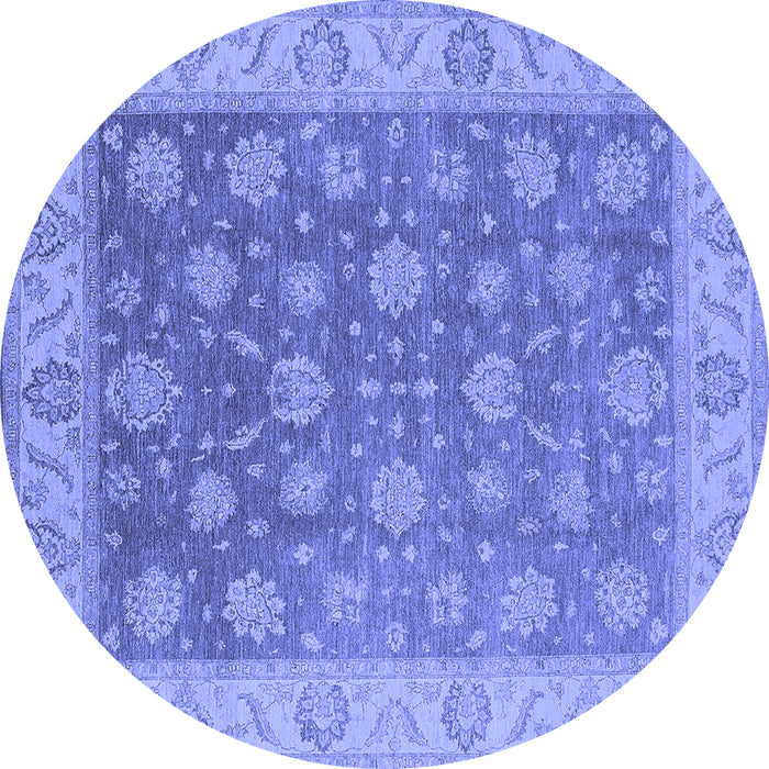 Round Oriental Blue Traditional Rug, urb765blu