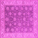 Square Machine Washable Oriental Pink Traditional Rug, wshurb765pnk