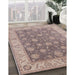 Mid-Century Modern Mauve Taupe Purple Oriental Rug in Family Room, urb765