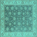Square Oriental Turquoise Traditional Rug, urb765turq