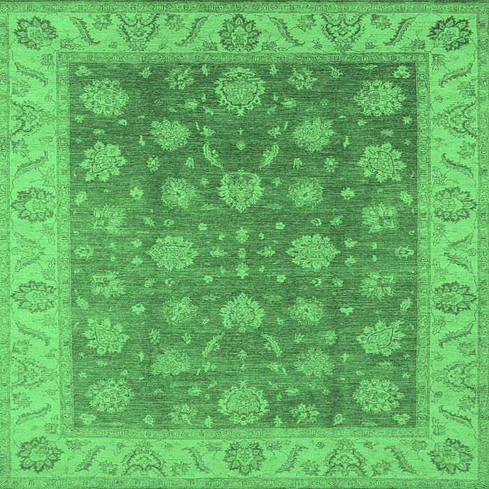 Square Machine Washable Oriental Emerald Green Traditional Area Rugs, wshurb765emgrn