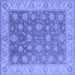 Square Machine Washable Oriental Blue Traditional Rug, wshurb765blu