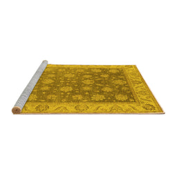 Sideview of Machine Washable Oriental Yellow Traditional Rug, wshurb765yw