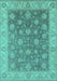 Machine Washable Oriental Turquoise Traditional Area Rugs, wshurb765turq