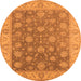 Round Machine Washable Oriental Orange Traditional Area Rugs, wshurb765org