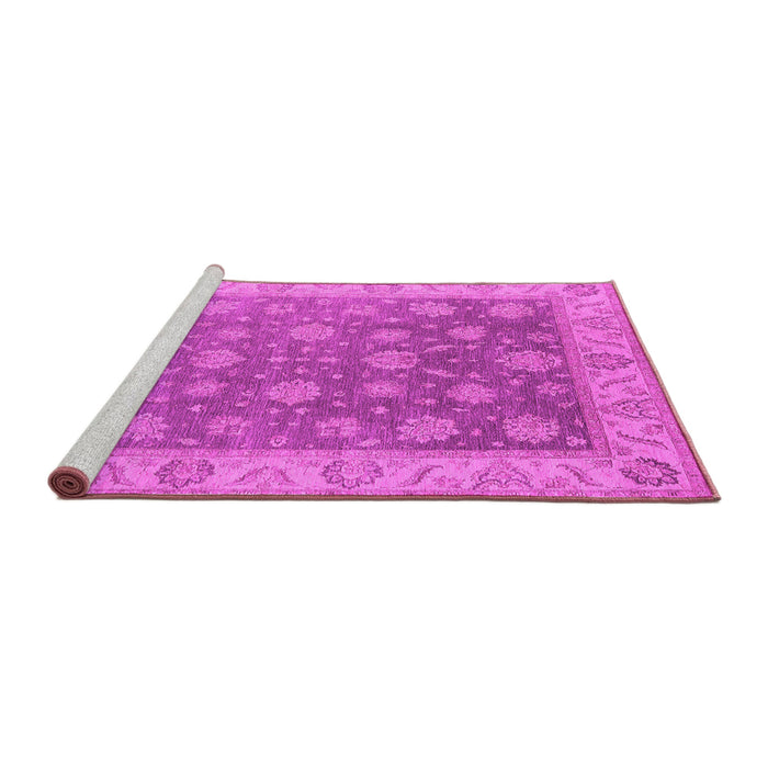 Sideview of Machine Washable Oriental Pink Traditional Rug, wshurb765pnk