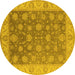 Round Oriental Yellow Traditional Rug, urb765yw