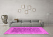 Machine Washable Oriental Pink Traditional Rug in a Living Room, wshurb765pnk