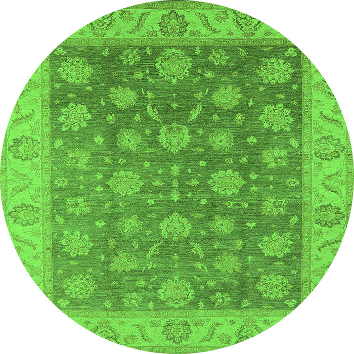 Round Oriental Green Traditional Rug, urb765grn