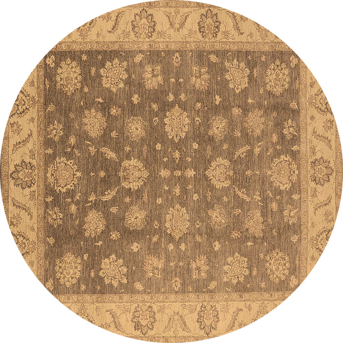 Round Machine Washable Oriental Brown Traditional Rug, wshurb765brn