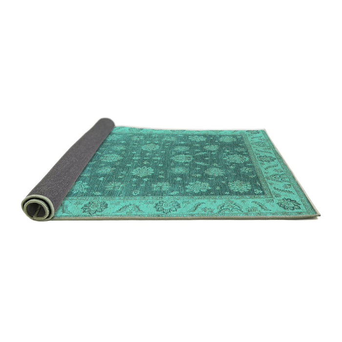 Sideview of Oriental Turquoise Traditional Rug, urb765turq