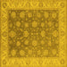 Square Machine Washable Oriental Yellow Traditional Rug, wshurb765yw