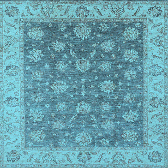 Square Machine Washable Oriental Light Blue Traditional Rug, wshurb765lblu