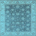 Square Machine Washable Oriental Light Blue Traditional Rug, wshurb765lblu