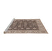 Sideview of Machine Washable Industrial Modern Tan Brown Rug, wshurb766