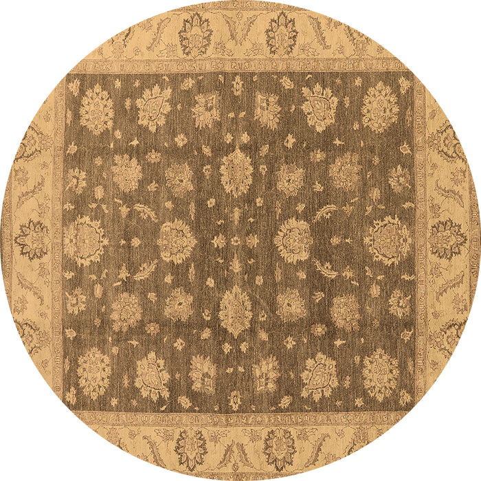 Round Oriental Brown Traditional Rug, urb766brn