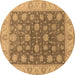 Round Oriental Brown Traditional Rug, urb766brn