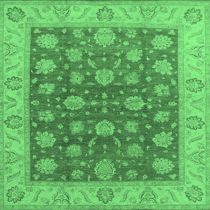 Square Machine Washable Oriental Emerald Green Traditional Area Rugs, wshurb766emgrn