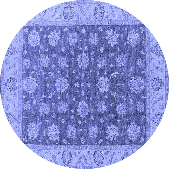 Round Oriental Blue Traditional Rug, urb766blu