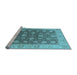 Sideview of Machine Washable Oriental Light Blue Traditional Rug, wshurb766lblu