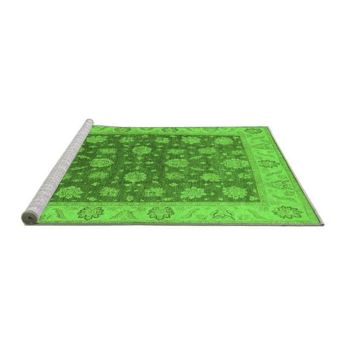 Sideview of Machine Washable Oriental Green Traditional Area Rugs, wshurb766grn