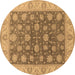 Round Machine Washable Oriental Brown Traditional Rug, wshurb766brn