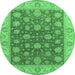 Round Oriental Emerald Green Traditional Rug, urb766emgrn
