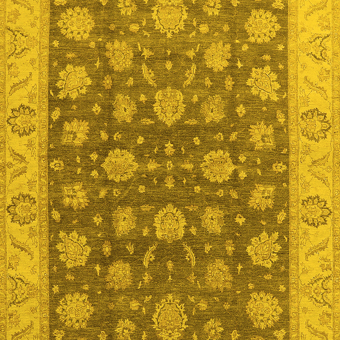 Machine Washable Oriental Yellow Traditional Rug, wshurb766yw