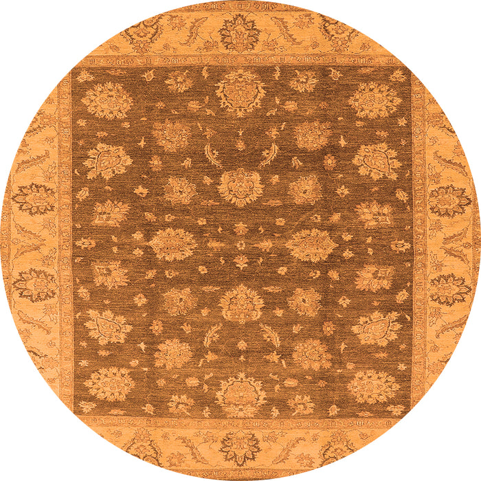 Round Machine Washable Oriental Orange Traditional Area Rugs, wshurb766org
