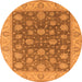 Round Machine Washable Oriental Orange Traditional Area Rugs, wshurb766org