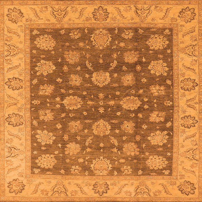 Square Machine Washable Oriental Orange Traditional Area Rugs, wshurb766org