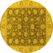 Round Oriental Yellow Traditional Rug, urb766yw