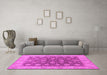 Machine Washable Oriental Pink Traditional Rug in a Living Room, wshurb766pnk