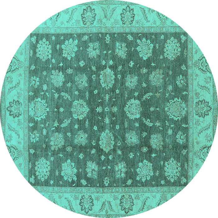 Round Oriental Turquoise Traditional Rug, urb766turq