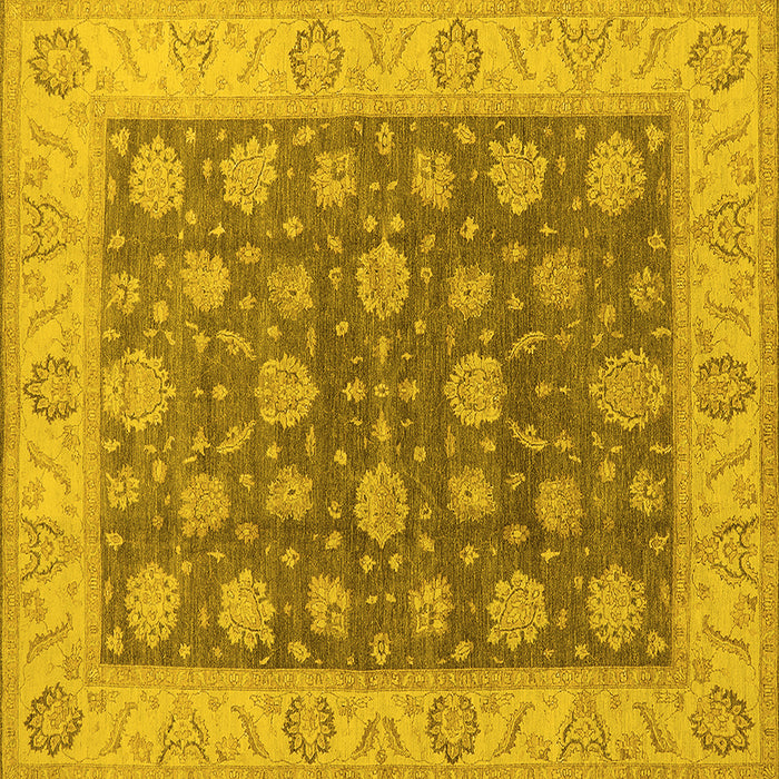 Square Machine Washable Oriental Yellow Traditional Rug, wshurb766yw