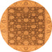 Round Oriental Orange Traditional Rug, urb766org