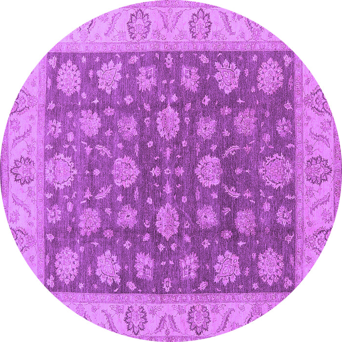 Round Oriental Purple Traditional Rug, urb766pur