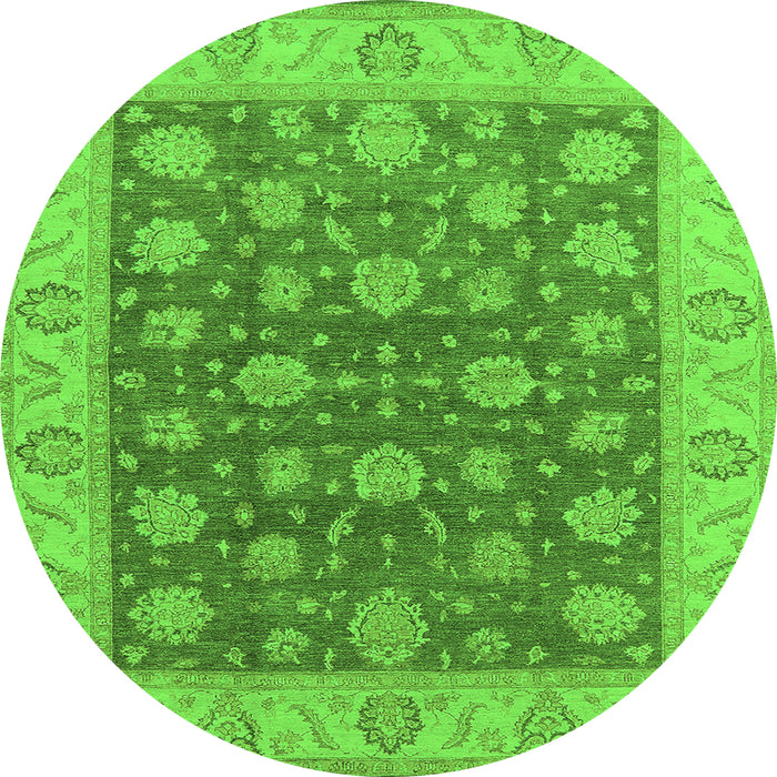 Round Oriental Green Traditional Rug, urb766grn
