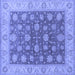Square Machine Washable Oriental Blue Traditional Rug, wshurb766blu