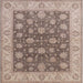 Square Mid-Century Modern Tan Brown Oriental Rug, urb766