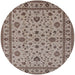 Round Mid-Century Modern Brown Oriental Rug, urb767