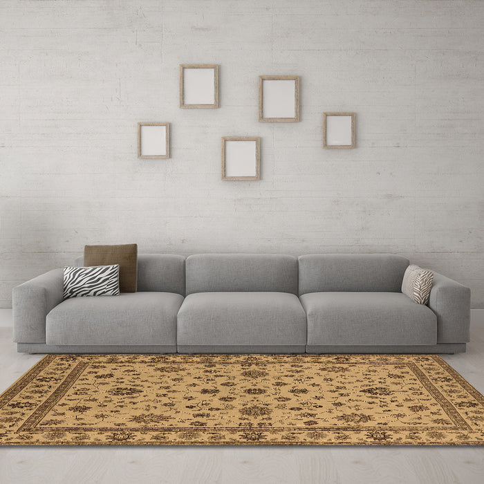 Machine Washable Oriental Brown Industrial Rug in a Living Room,, wshurb767brn