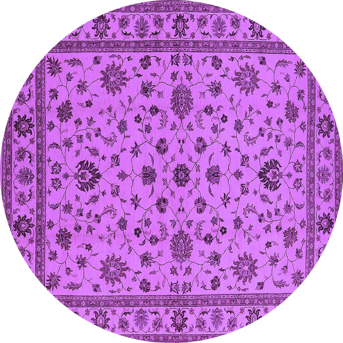 Round Machine Washable Oriental Purple Industrial Area Rugs, wshurb767pur