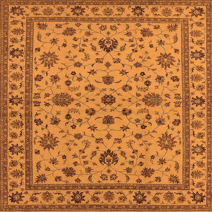 Square Machine Washable Oriental Orange Industrial Area Rugs, wshurb767org